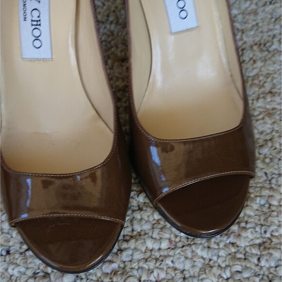 Jimmy Choo MOCHA BROWN WITH GOLD tone heels size 37 - Picture 5 of 11